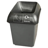 30L Recycling Bin with Black Lid & Batteries Logo  Adomoo